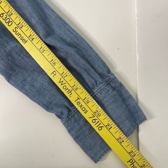 Madewell Chambray Denim Ruffled Yoke Top‎ - Picture 8 of 11